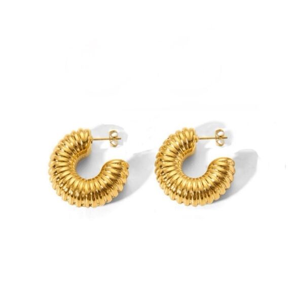 5 for $25 Gold Color Open Spiral 🌀 Hoops - Picture 3 of 3